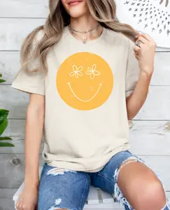 Yellow Flower Smiley Face Tee