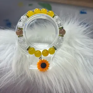 Beaded Sunflower Bracelet, Handmade Jewelry