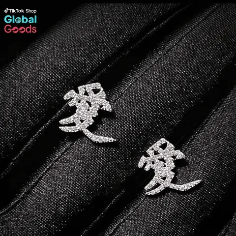Naruto Anime Sparkling Bejeweled Zircon Ear Studs, Gaara Love Symbol Heart Graphic Earrings, Unisex Cosplay Accessory, Sohochic Fashion Costume Jewelry Gift for Naruto Fans