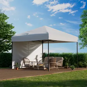 10x10 Pop Up Canopy Tent with Removable Sidewall, Heavy Duty Waterproof Outdoor Canopy Shelter, UPF 50+ 210D Silver-Coated Oxford, One-Person 1-Min Setup, Adjustable Height, Steel Frame with Roller Bag for Camping Parties Market