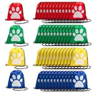 12" x 15" Bulk 48 Pc. Medium Nonwoven Paw Print Drawstring Bags