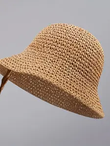 Classic Straw Hat for Women, Spring Summer Beach Sun Protection Cap, Versatile Fisherman Hat, Stylish and Comfortable