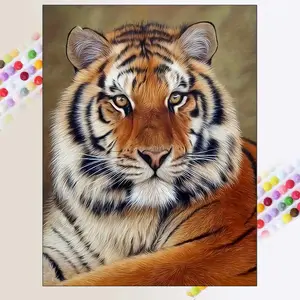 Tiger Pattern DIY Diamond Arts Colorful Painting Kit without Frame, DIY 5D Diamond Arts Colorful Painting Kit, Wall Art Decor for Home Bedroom