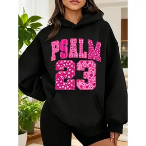 Psalm 23 Floral Print Religious Hoodie For Women Faith Inspired Christian Hooded