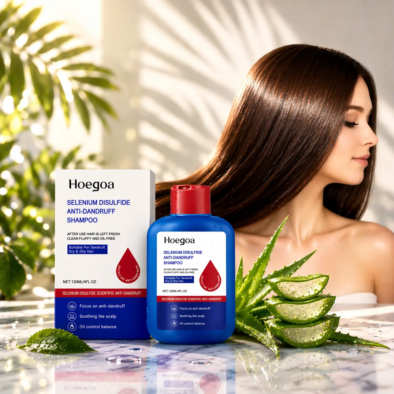 Anti Dandruff Shampoo Selenium Disulfide with Aloe Extract, Scalp Care Shampoo for Oil Control & Deep Cleansing, Soothing Formula for Fresh Healthy Looking Hair, Gentle Hair Care, 4 Fl Oz