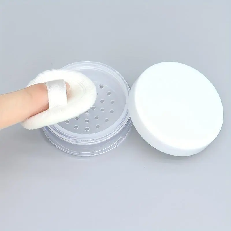 1pc 20G Plastic Powder Jar Case Subpackage Package Bottle Reusable Empty Loose Powder Container With Makeup Puff Beauty Containers For Eye Cream Cosmetic Sample Container Travel Essentials Canister Container