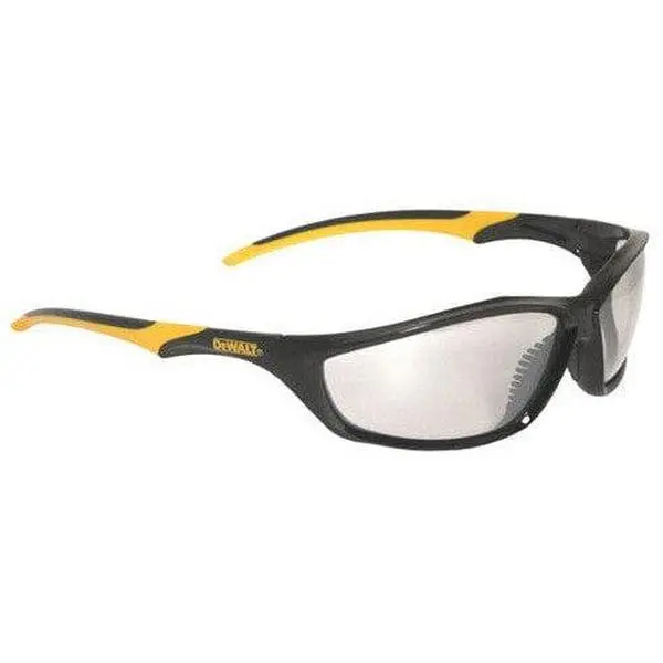DeWalt Work Safety Glasses - Black Lightweight Frame, Polycarbonate Impact-Resistant Hard-Coat Non-Polarized Mirror Lenses, Sun Protection, 99.9% UVA/UVB Blocker, Dual-Mold Rubber Temples, Home Improvement Work Safety Eyewear