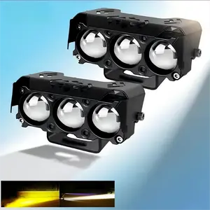 Motorcycle LED Spot Light Dual Color Hi/Low Beam Fog Lamps for Car Trucks SUV UTV 12V 24VMini Lens Headlight Driving Light