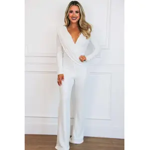 Here For the Party Sequin Jumpsuit: White