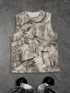 Men's Camo Digital Print Mesh Sleeveless Tank Top, Breathable Streetwear Vest, Casual Camouflage Graphic Tee #CamoMeshTank #DigitalPrintVest #BreathableStreetwear #CamouflageTankTop #TikTokMadeMeBuyIt