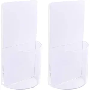 Remote Control Holder Wall Mount -Free 2 pack, Clear Adhesive Remote Holder For Bed Sturdy Storage Box To Hold Remotes Eyeglasses Pen Key For RV,Bedroom,office