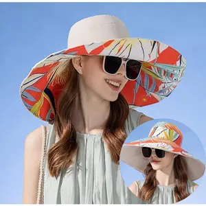 FUNYH UPF50+ Summer Sun Hat Wide Brim Wired Reversible Foldable Bucket Hats UV Protection For Activities