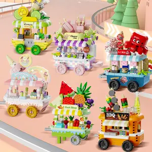Moc Japanese Architecture Model Mini Commercial Street Ice Cream Shop Toy, Unisex Christmas Birthday Gift for Kids, City Building Block Brick Set