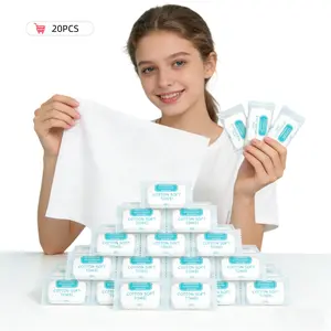 Extra Thick Compressed Towel Tablets, Portable Individually Wrapped Disposable Face Towels, Quick Expansion, Soft & Lint-Free, 9.4''x11.8'', 20 Counts