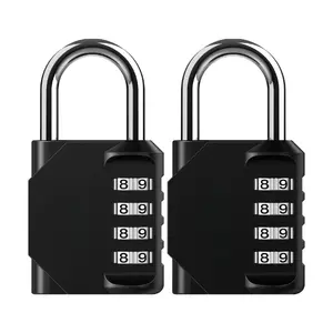 2 Pack 4 Digit Combination Lock Waterproof Outdoor Padlock for Gym Locker School Fence Gate Toolbox Storage Secure Code Lock Black