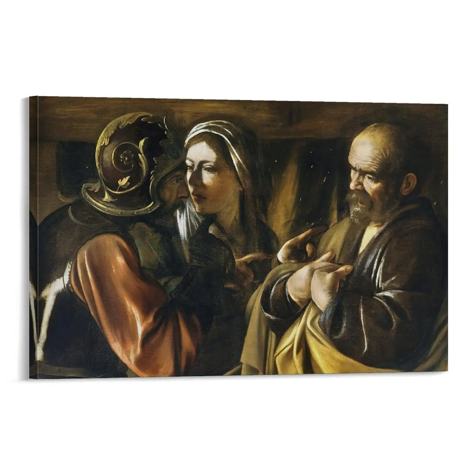 Caravaggio's The Denial of Saint Peter Print. Baroque Art. Ideal for Living, Bed, Office. Christian-themed Wall Decor. Poster Canvas Wall Art For Bedroom Decor Bar Office Room Decor Gift