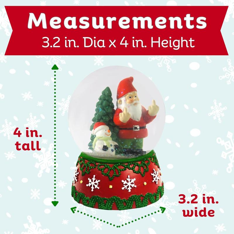 Gnometastic Gnomes Christmas Snow Globes for Adults - Holiday Double Bird Middle Finger Gnome, Funny White Elephant Gift & Gnome Decor - Mini Snow Globe 3.2in x 4in H