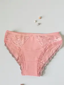 (89585) Women's Cotton Lace Bikini Panties, 12 pieces, mixed Colors