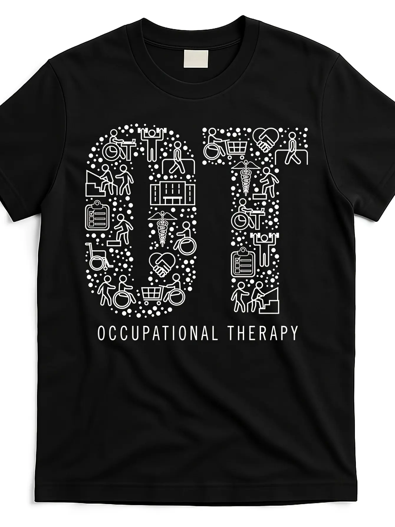Occupational Therapy Ot Gift| Occupational Therapist Gift T-Shirt, Black, Crew Neck, Vintage Style, Regular Fit, Pure, 220G, Short-Sleeved, Printed With Drawing Pattern