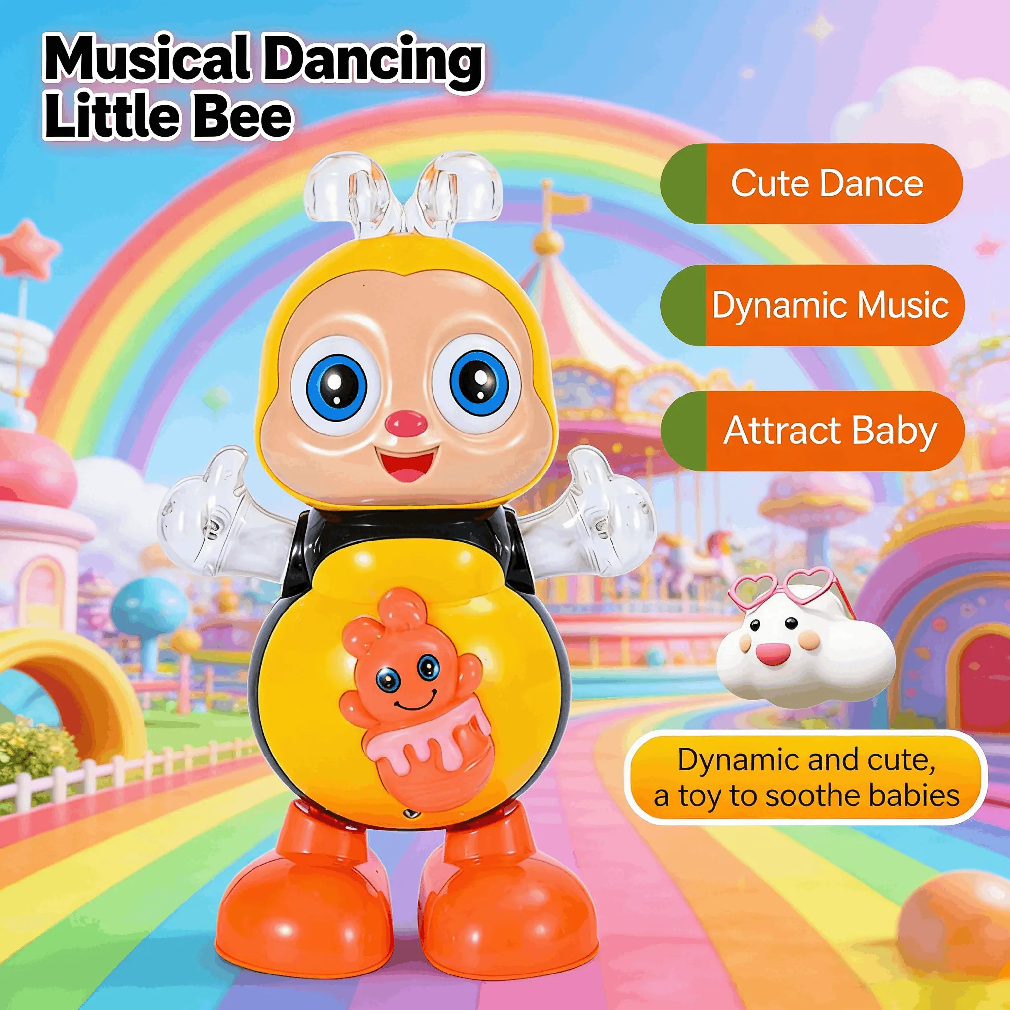 Kids Toys, Toddler Toys,Dancing Bee Electric Toys ,With Lights and Music, Electronic Cartoon Bee Preschool Learning Toys Educational Toys Interactive,