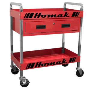212 MAIN 30 in. High-Security Powder Coated Plastic Service Cart with Wheels - 1-Drawer Cabinet, Locking Caster, Rotatable Paint Tool Organizer, Shelf