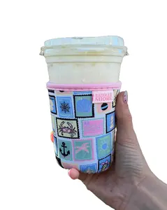 ‘Seaside Stamps’ Drinky Dink™ Coffee Sleeve Reusable Drinkware Covers