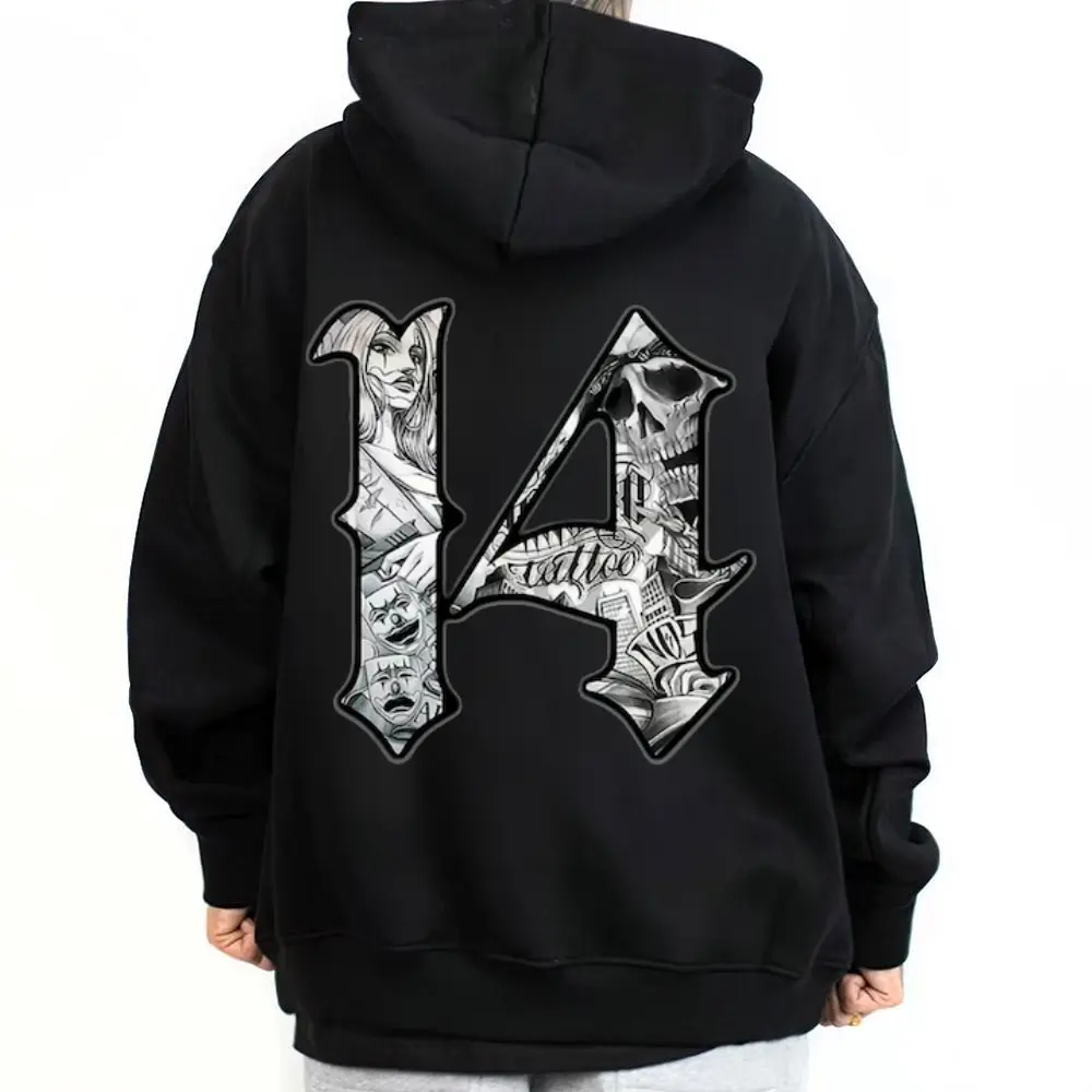 Number 14 Graphic - T-Shirt Hoodie Sweatshirts Basic Fabric Street Style Chicano Style, Mexico Clothings Outfit Streetwear Lowrider Gangsta