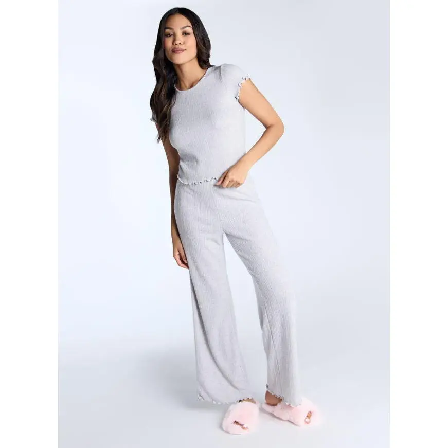 Super soft pointelle trousers - Grey Marl Mix