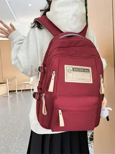 Large Capacity Backpack for Students, Unisex Casual School Bag, Simple Design Lightweight Bookbag for Men & Women
