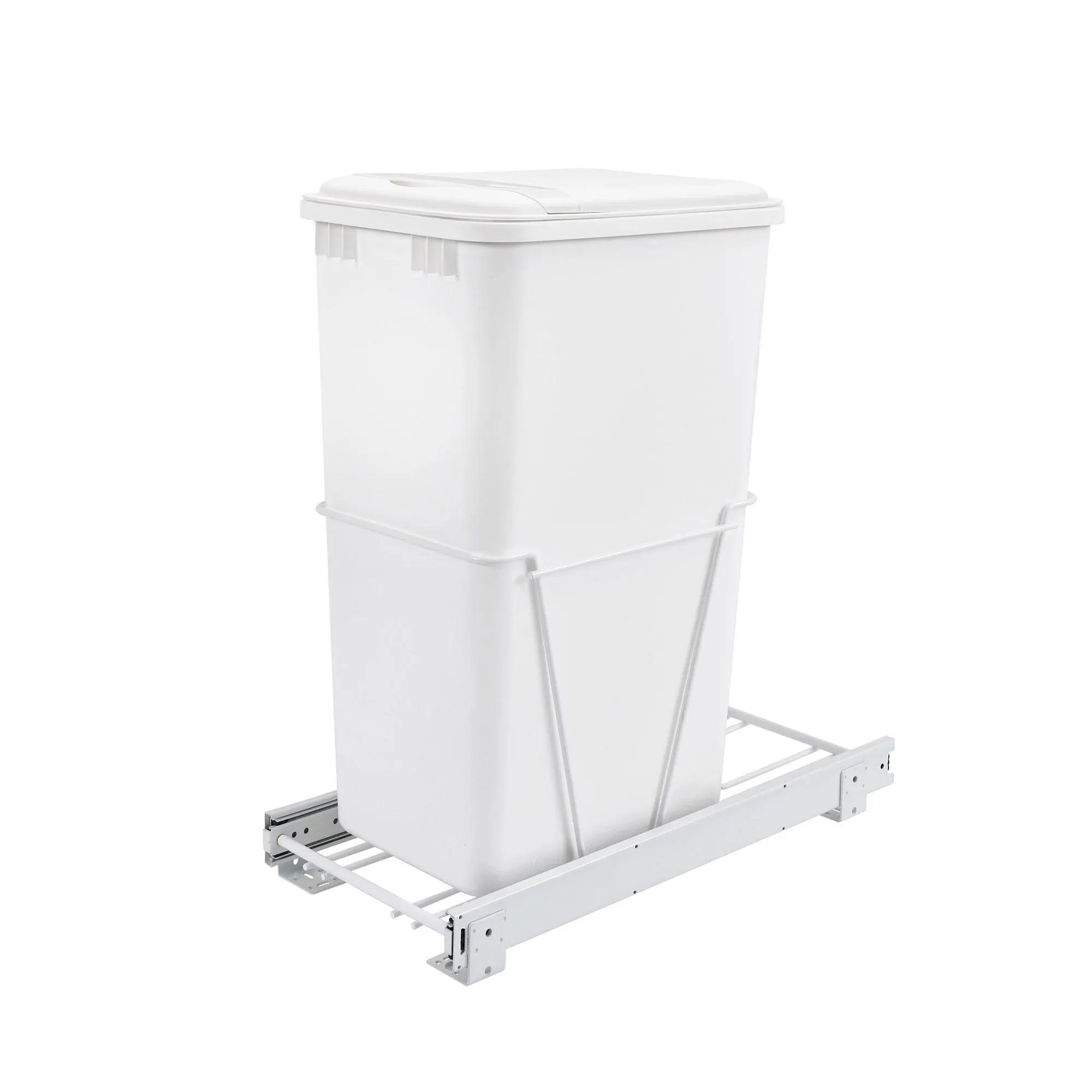 Rev-A-Shelf Pull Out 50 Qt Sliding Trash Can for Kitchen White, RV-12PB-50 S