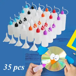 30 Pcs Liquid Storage Bottle Multifunctional Needle Tip Squeeze Dispensing Bottle Precision Bottle Easy To Clean 10ml Precision Tip Applicator for DIY Quilting Crafts with 5 Funnels Suitable for Filling Most Liquids Steel Translucent Organiser Canister