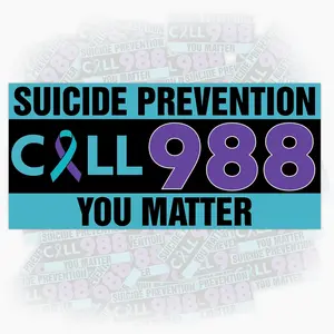 988 Suicide Prevention Bumper Sticker Mental Health Awareness Vinyl Car Decal Suicide Hotline Number Waterproof Sticker 20Z