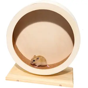 Hamster Wooden Silent Wheel, Small Animal Exercise Wheel Accessories, Quiet Spinner Hamster Running Wheels Prevent Depression Toys for Hamsters, Gerbils, Mice and Other Small Pets (S) SUPER-SILENT ADJUSTABLE HAMSTER WHEEL