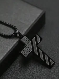 Men's Stainless Steel Cross Pendant Necklace, Cross Chain Design, Fashion Jewelry for Party, Daily Clothing Decor, Trendy All-match & Exquisite Jewelry for Birthday Gift
