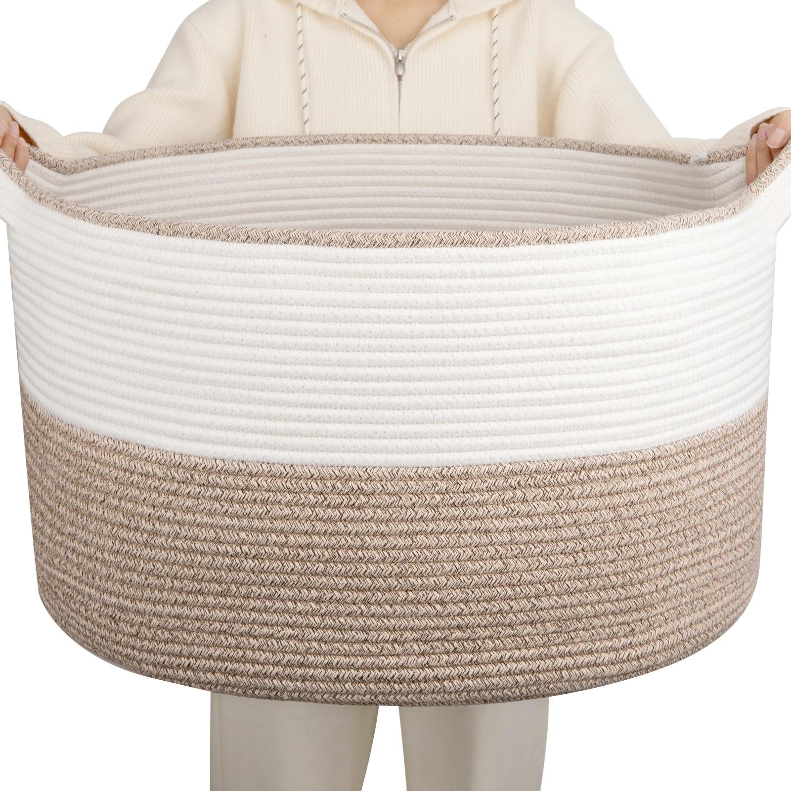 OIAHOMY Extra Large Storage Basket, 23" x 13" Woven Blanket Storage