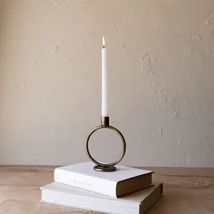 Sculptural Antique Brass Taper Candle Holder