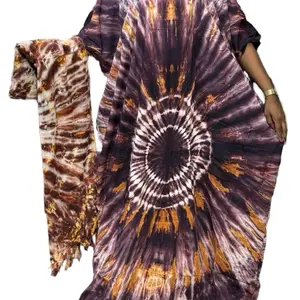 Elegant Batik Long Boubou Tie and Dye Adhiré African Fashion Kampala Dress Fit Women Casual Maxi 100% cotton