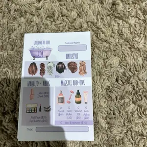Spa pretend notepad