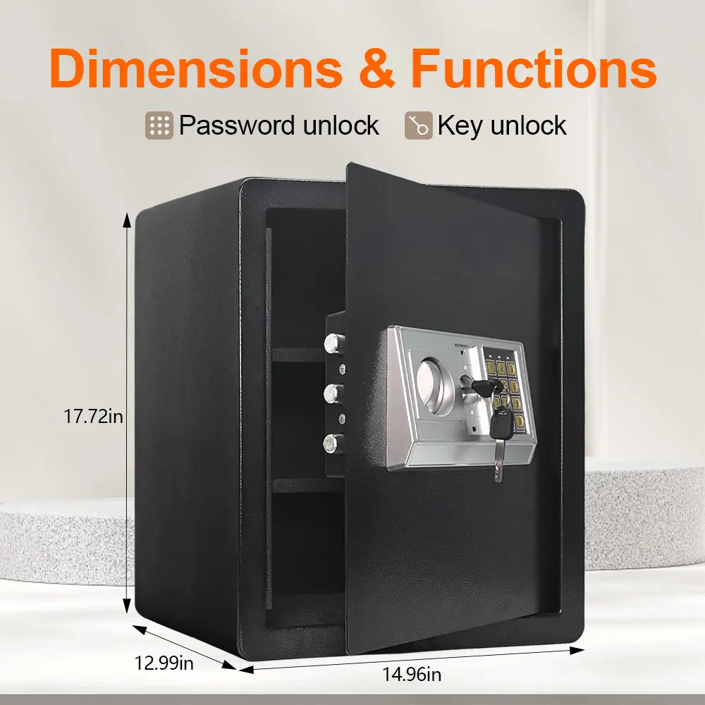 Home Office Security Safe Box Desktop Office Safe Box Electronic Keypad Security Safe with Key for Home Office Valuables