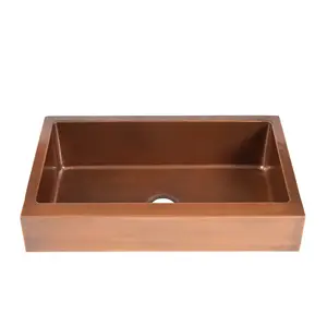 36 Inch Retro Fit Copper Single Bowl Apron Farmhouse Sink - Medium Copper