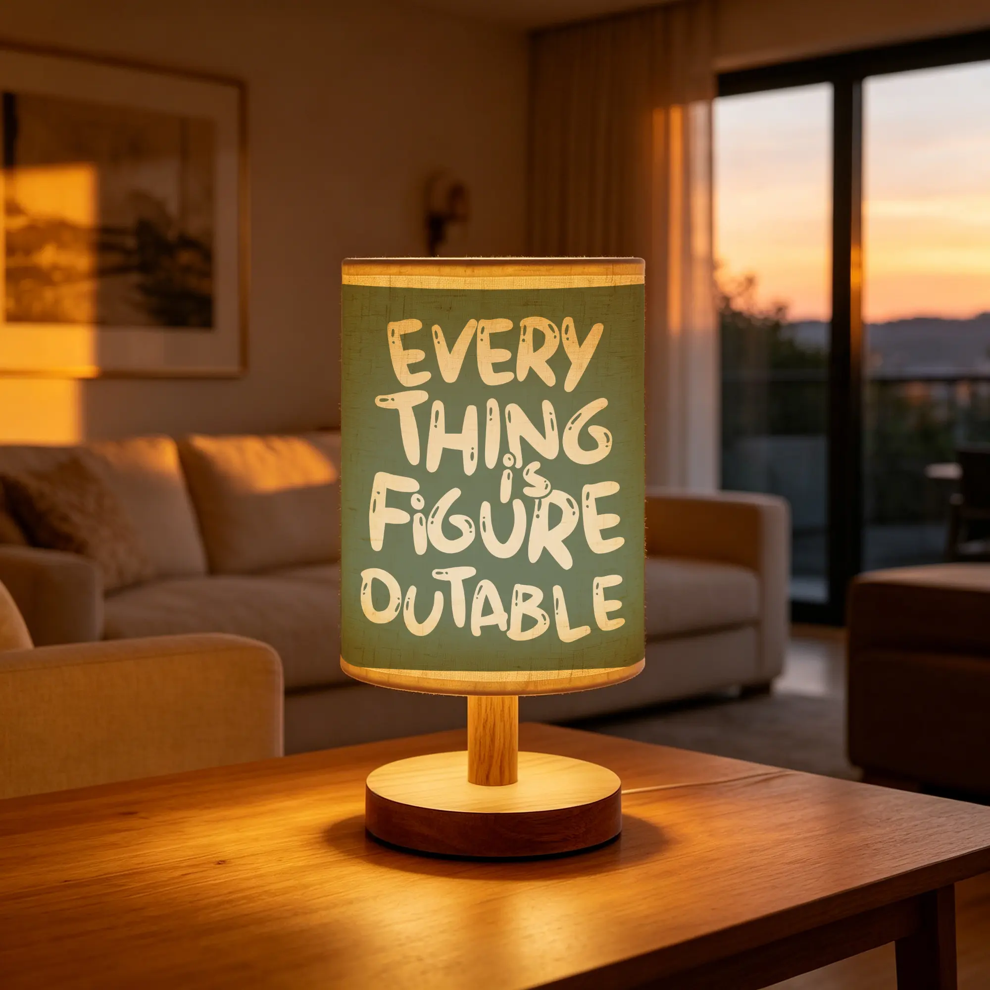 EVERYTHING FIGURE OUTABLE Wooden Base USB Desk Lamp —— Bedroom Nightstand Reading Decor Light， Heartfelt Gift for Someone Special