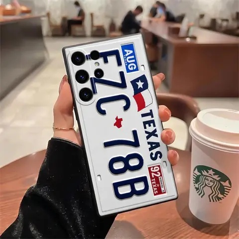 Retro Vintage License Plate Cellphone Case for Samsung S26/S25/S24/S23 Ultra, Multi-Model Liquid Silicone TPU Acrylic Protector with Anti-Fade UV Print, Microfiber Lining, Shockproof Waterproof Cover (Contact us for customization)