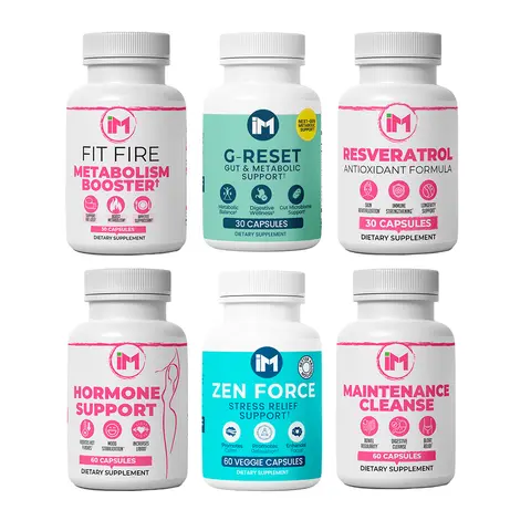 IM Six Pack | 6 Daily Wellness Essentials | Gut Balance, Hormonal Harmony, Energy & Cellular Support | Natural Supplement Bundle
