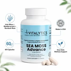 Vitalytics Sea Moss Advance Capsules with Irish Moss, Bladderwrack, Burdock Root & BioPerine | 60 Count Daily Wellness Supplement