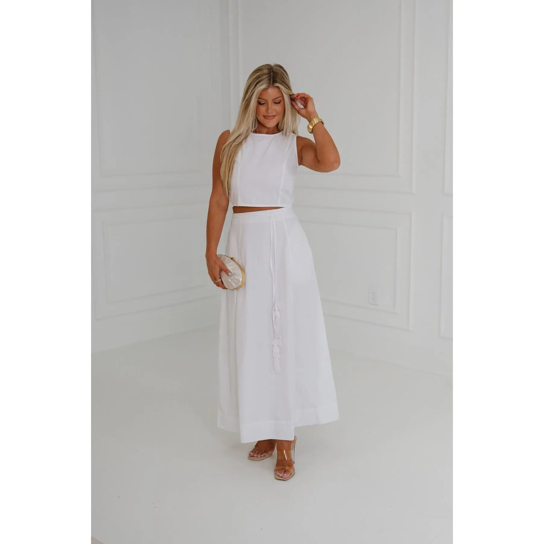 Avery Skirt Set-White