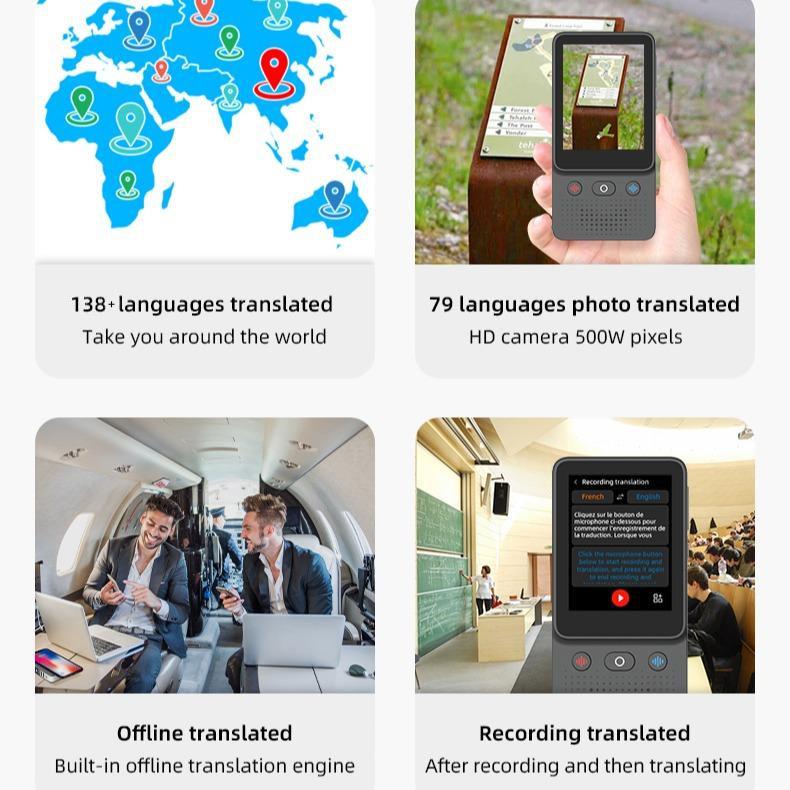 AI Language Translator Device | 138+ Languages, Real-Time Voice & Photo Translation | Offline Mode & Touchscreen | Perfect for Travel & Business