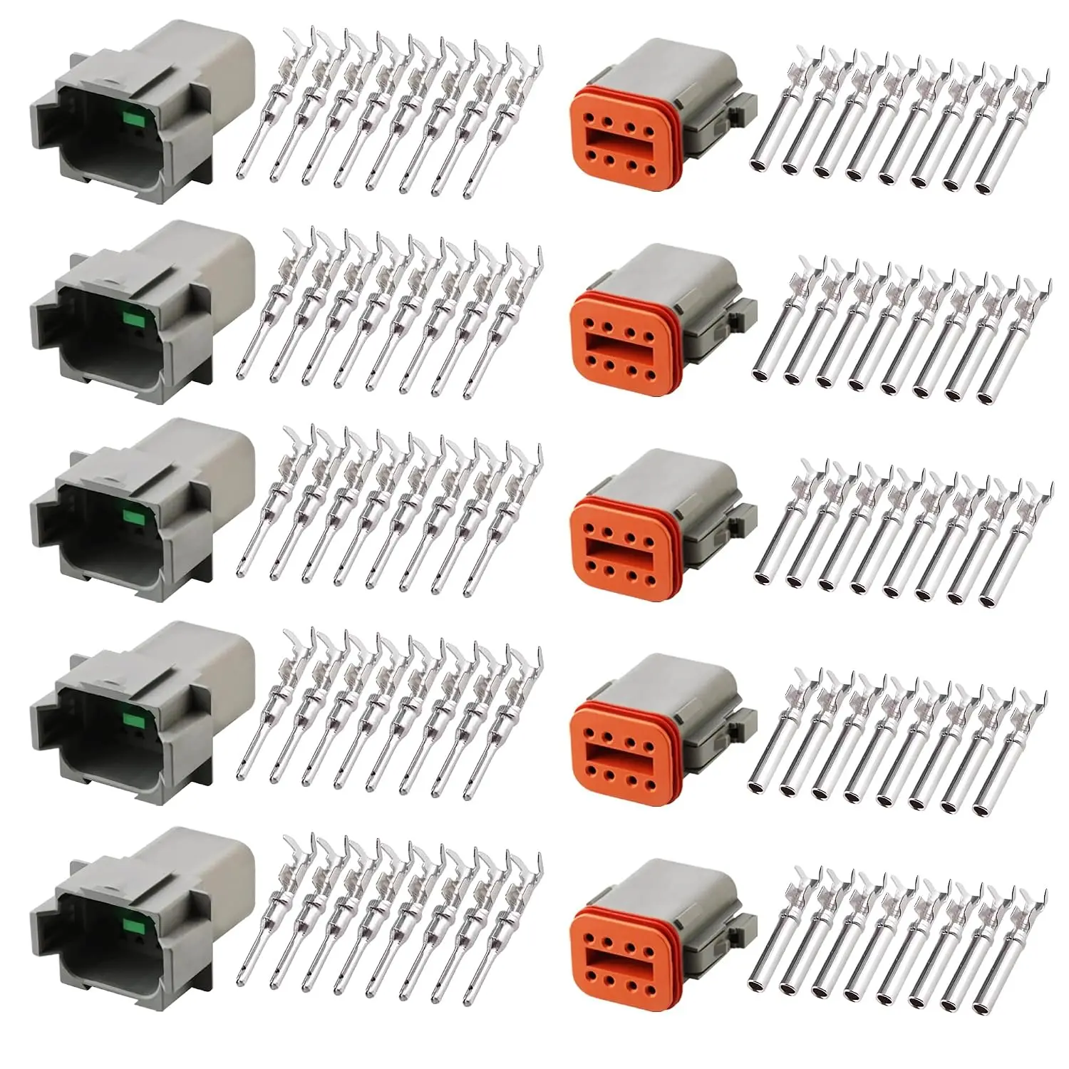 Deutsch 8 Pin Connector Kit DT Gray Waterproof Electrical Wire Connector 8pin Automotive Wire Connectors for Cars, Motorcycles,Truck,Boat
