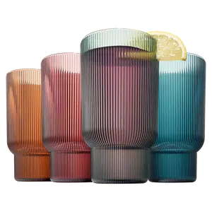 Eze Acrylic Ribbed Highball Glassware, Set of 4