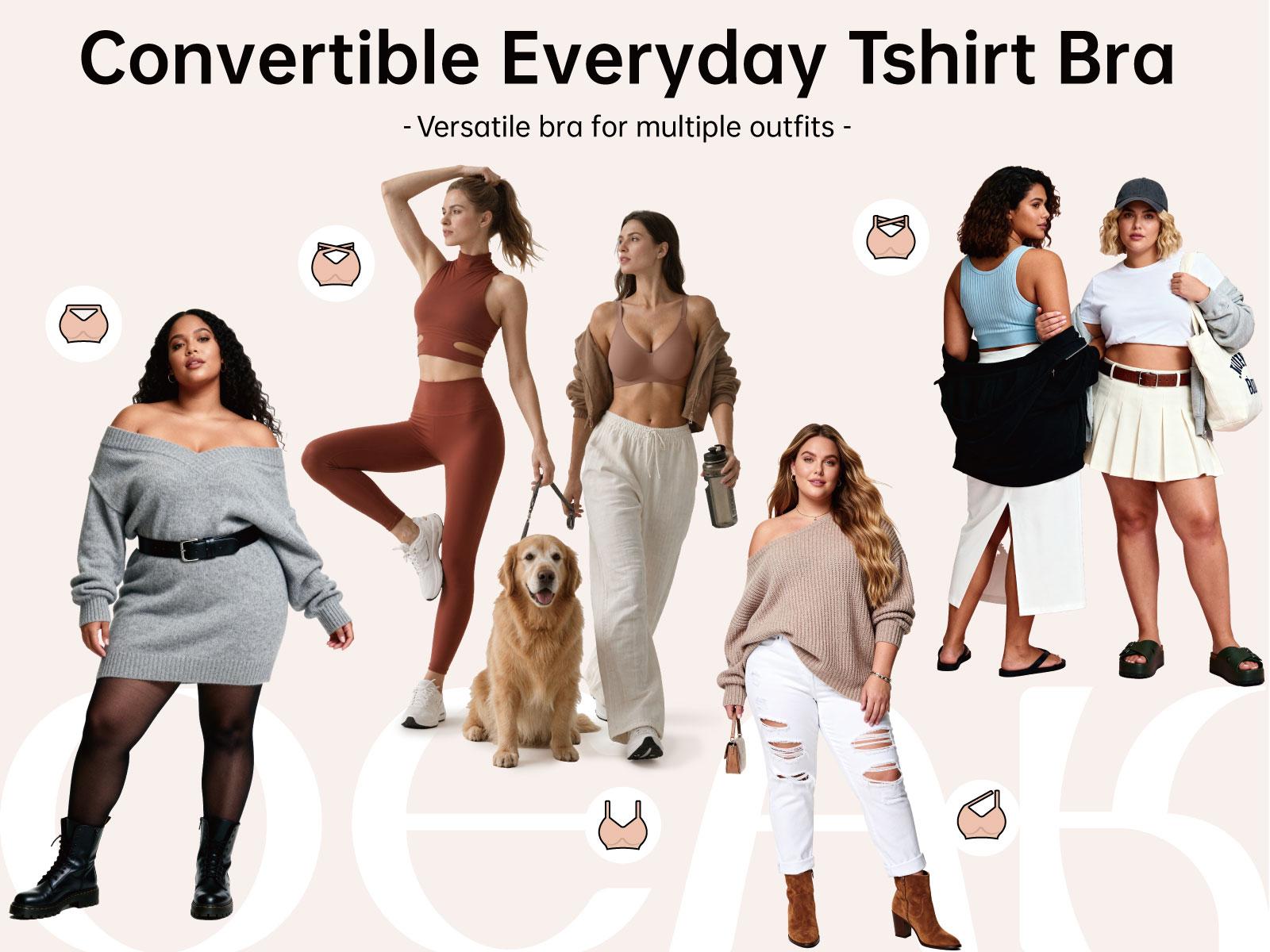 OEAK Womens Comfortable Jelly Strip Bras Wireless Seamless Full Coverage Bra Buttery Soft Everyday Tshirt Bra Convertible Bra