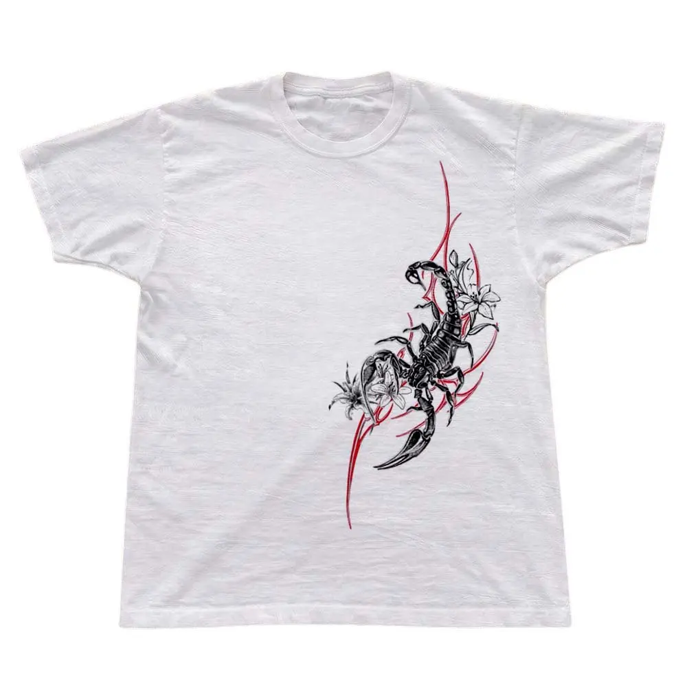 Scorpion Floral Graphic T-Shirt, Tattoo Art Crewneck Tee, Gothic Botanical Shirt, Gift For Woman, Gift For Men, Womenswear Top Underwear Streetwear, Trending Shirt
